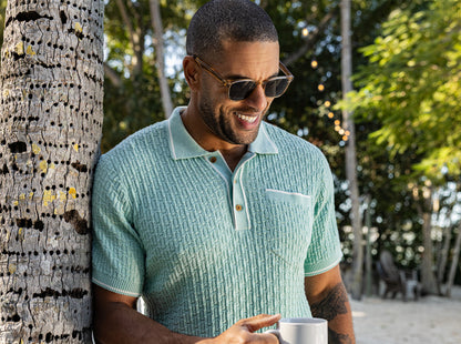 Bungalow Sweater Polo - Mist