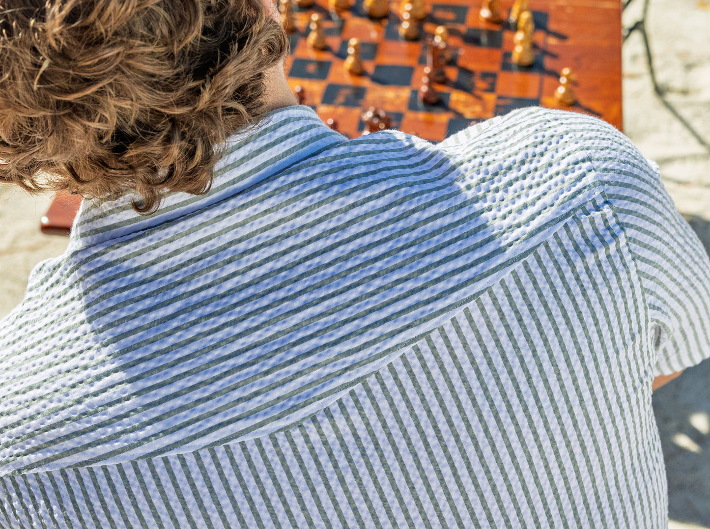 Short Sleeve Performance Pearl Snap - Sage Seersucker