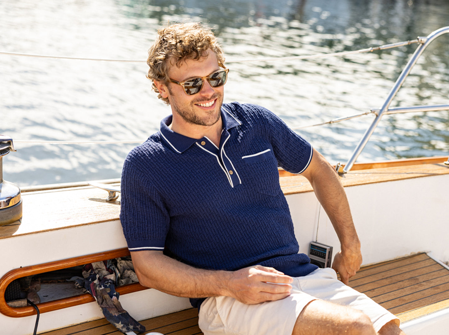 Bungalow Sweater Polo - Navy