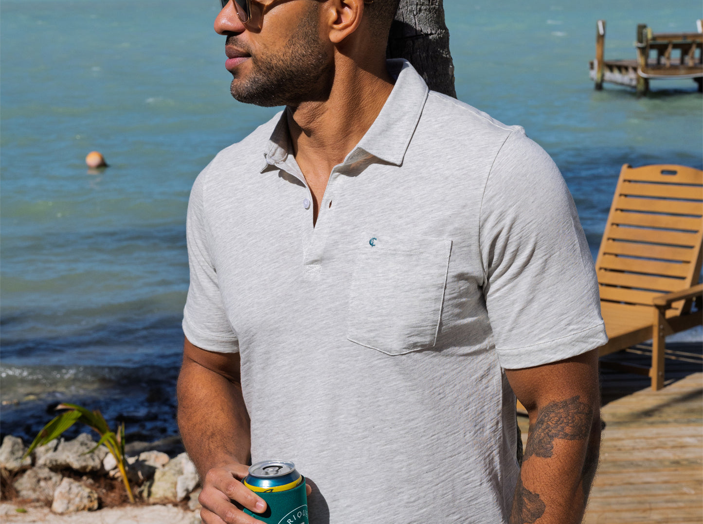 Sunwashed Polo - Heather Oatmeal