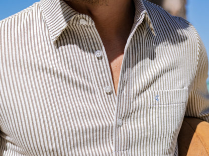 Striped Jacquard Knit Players Shirt - Terracotta