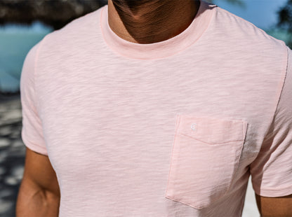 Slub Cotton Short Sleeve T-Shirt - Pink Sand