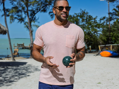 Slub Cotton Short Sleeve T-Shirt - Pink Sand