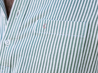 Striped Jacquard Knit Players Shirt - Green