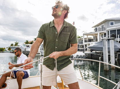 Terrycloth Button Down - Palm Frond