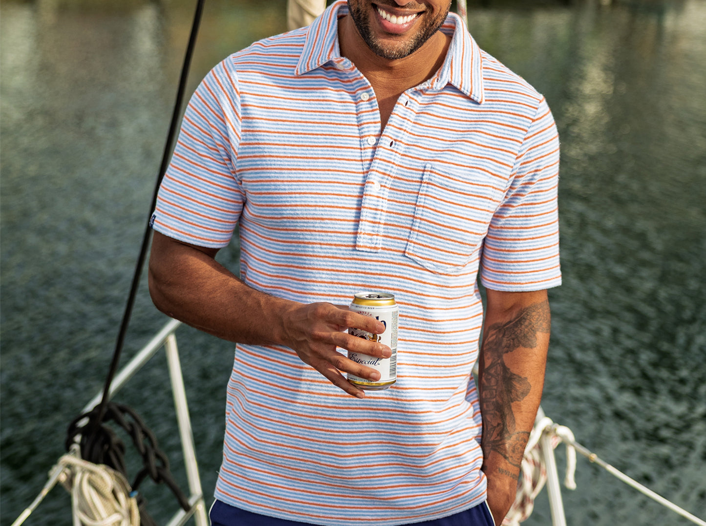 Terrycloth Players Shirt - Sanibel Stripe - Blue