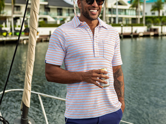 Terrycloth Players Shirt - Sanibel Stripe - Blue