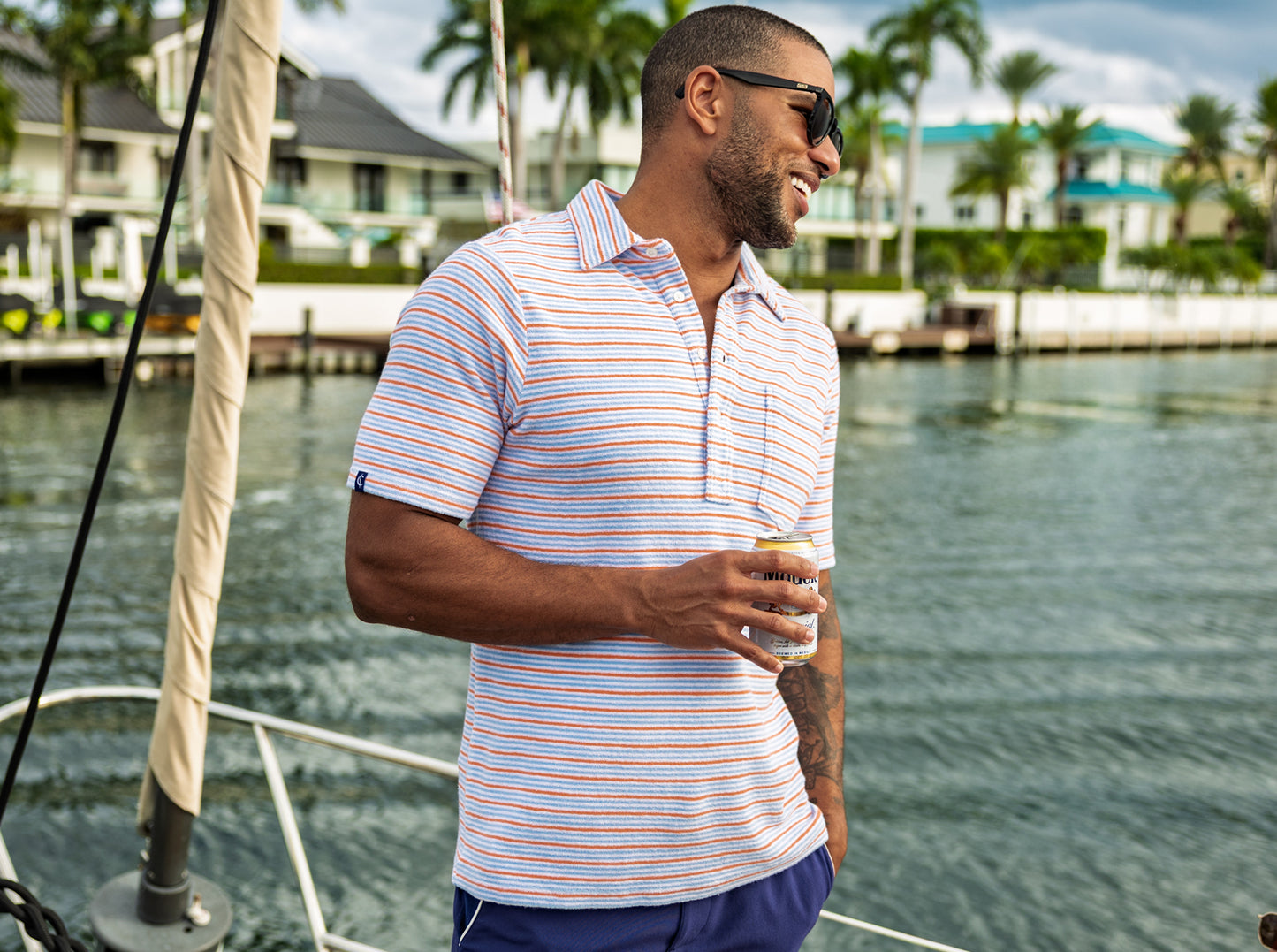 Terrycloth Players Shirt - Sanibel Stripe - Blue