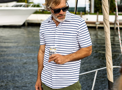 Performance Pique Knit Button Down - White