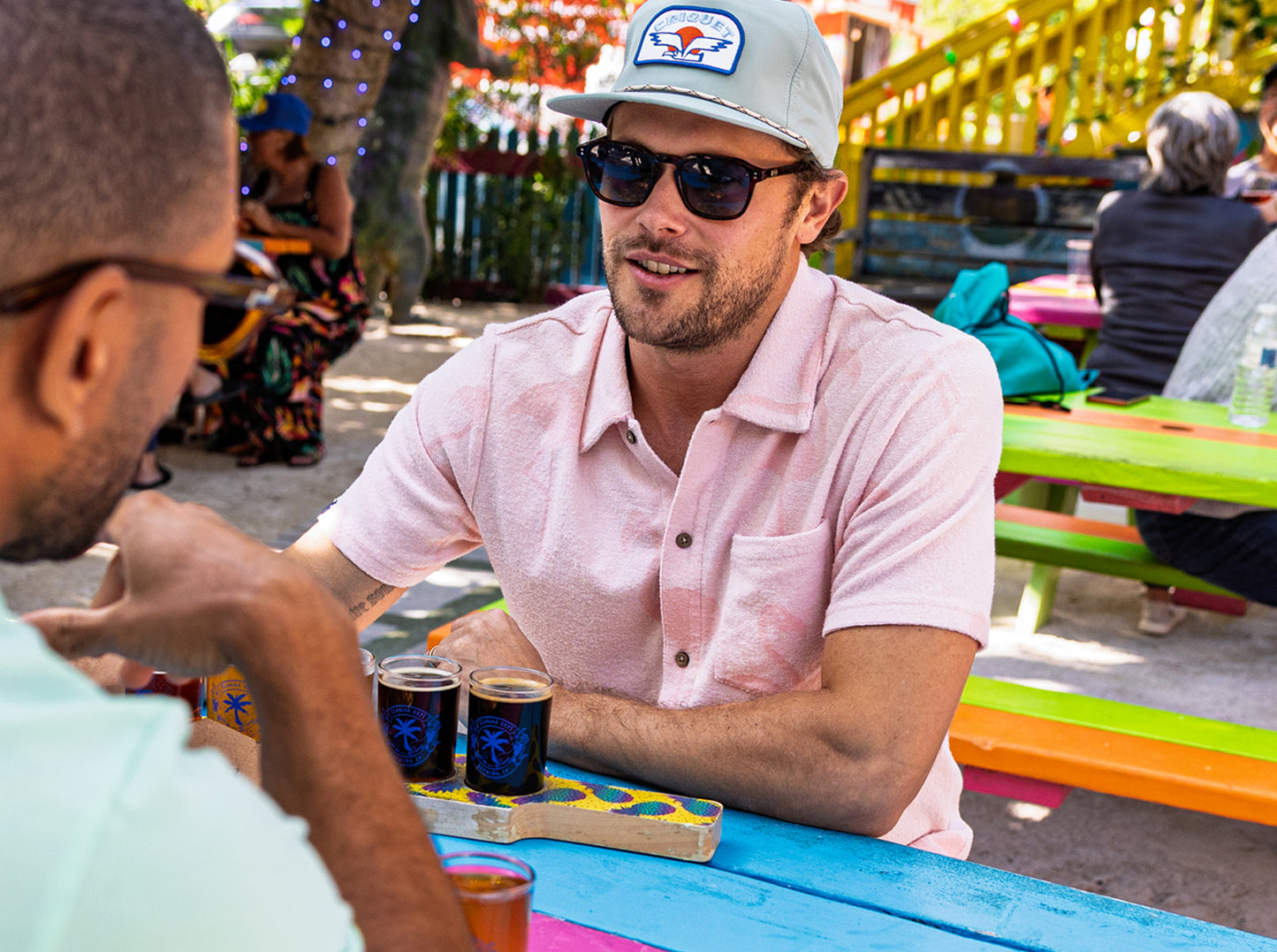Terrycloth Button Down - Flamingo Jacquard
