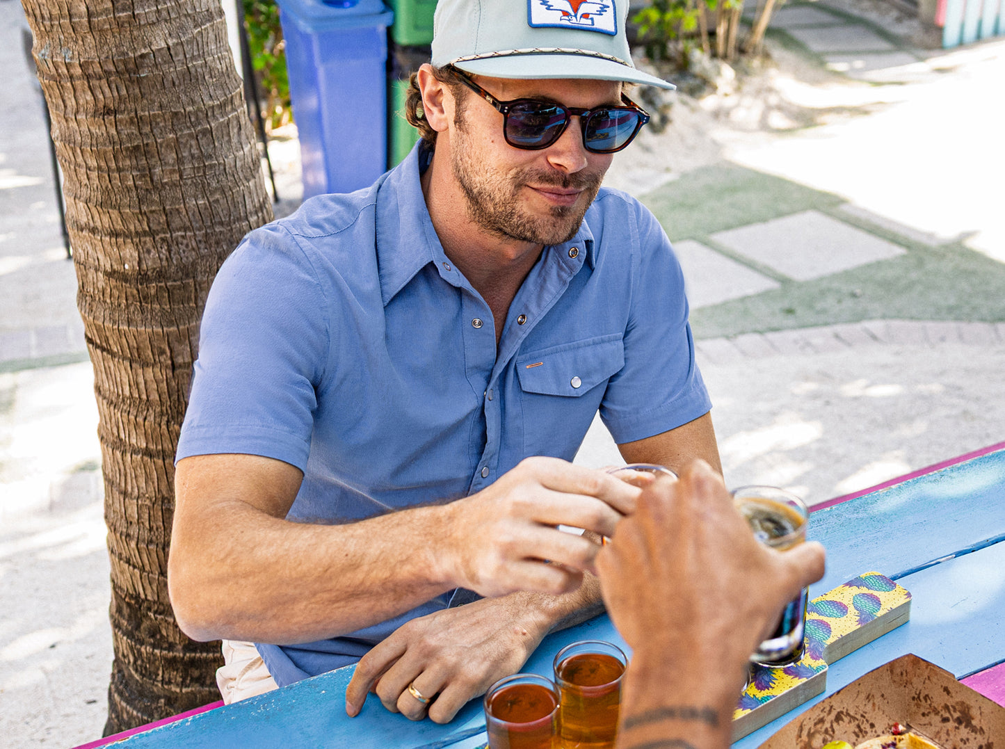 Short Sleeve Corduroy Pearl Snap - Harbor Blue