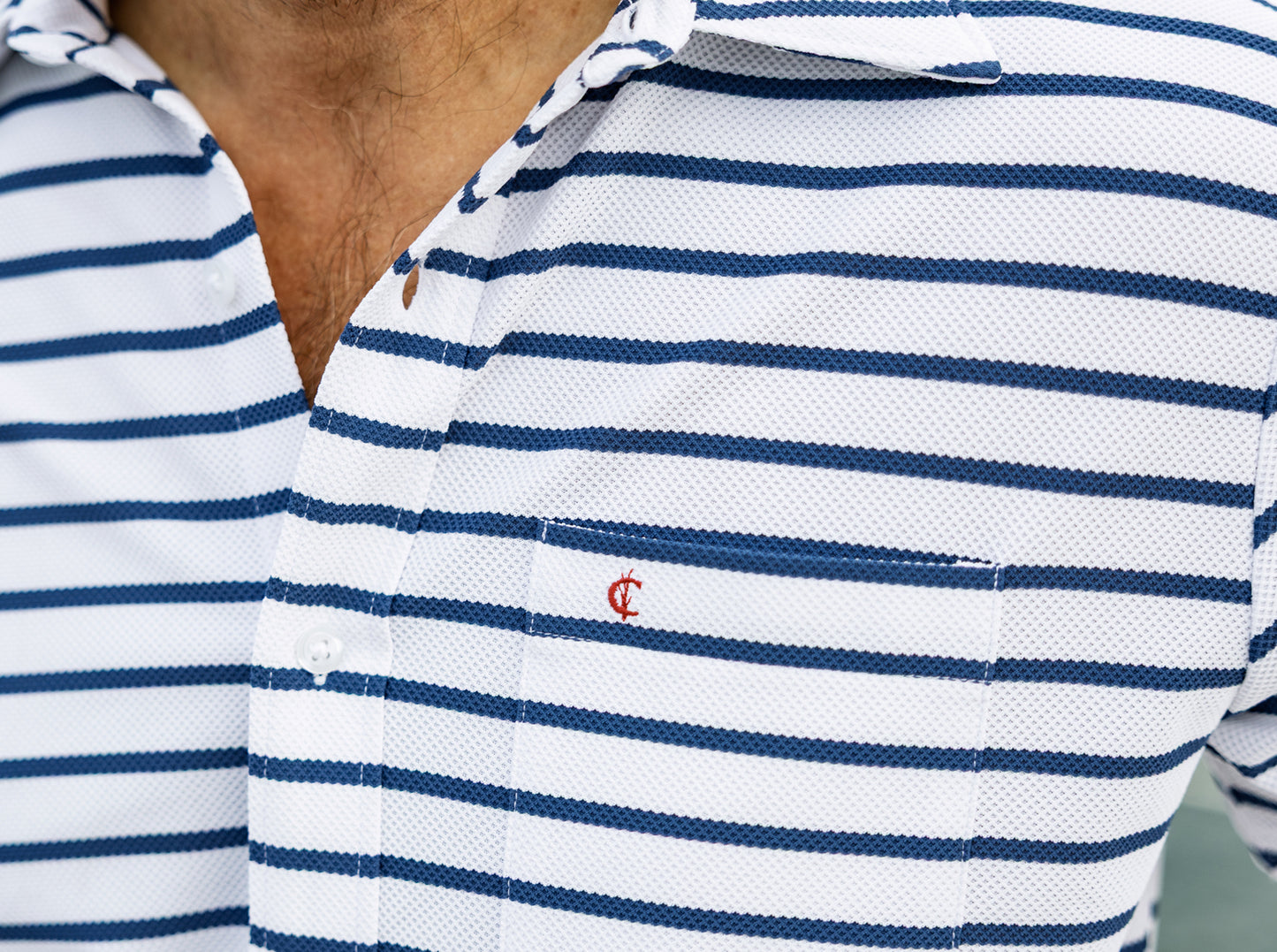 Performance Pique Knit Button Down - White