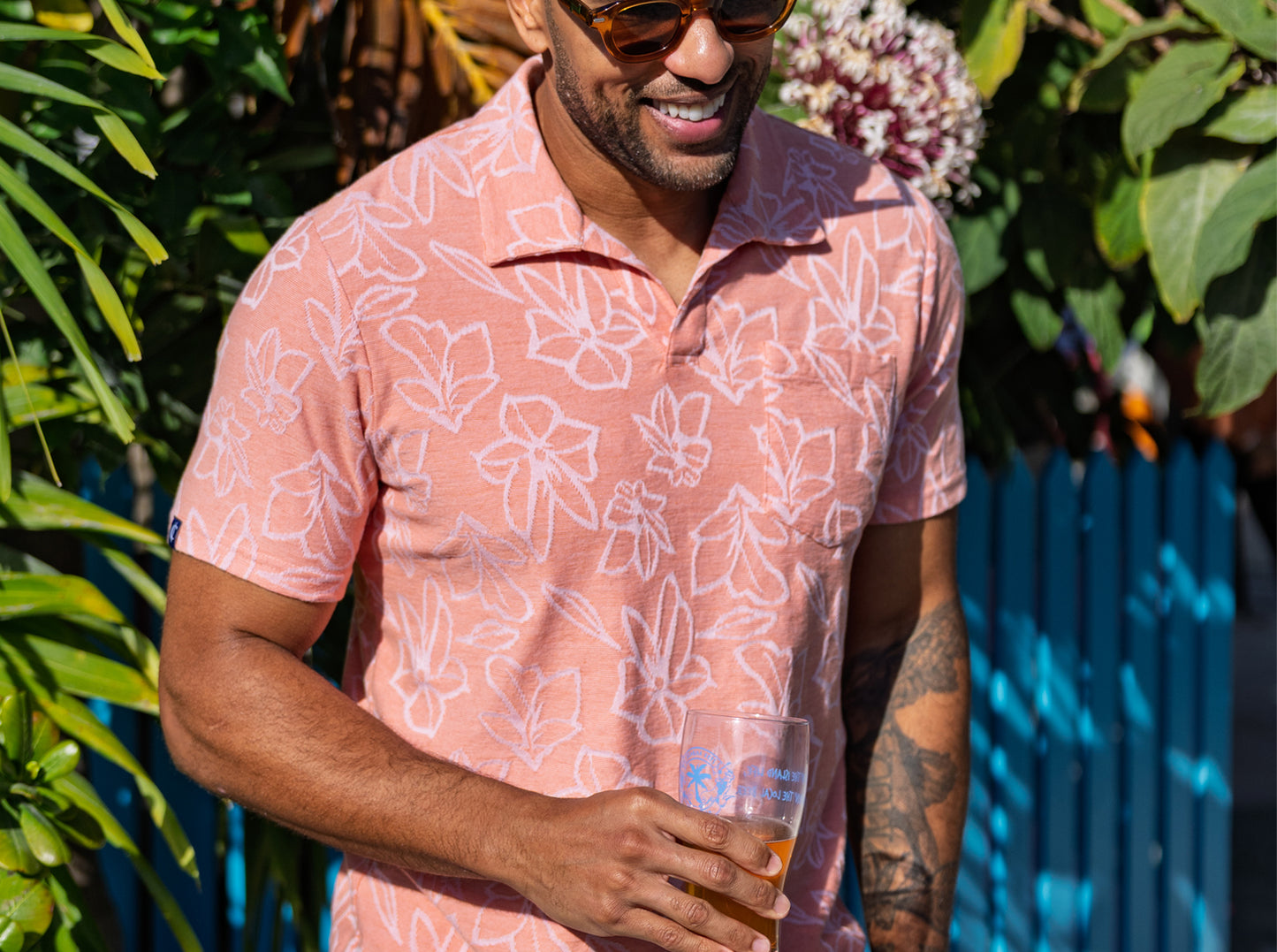 The Jacquard Monty Short Sleeve Polo - Coral