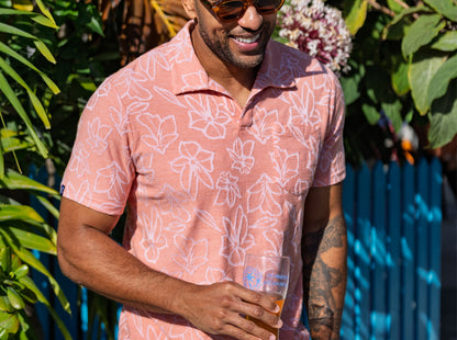 The Jacquard Monty Short Sleeve Polo - Coral