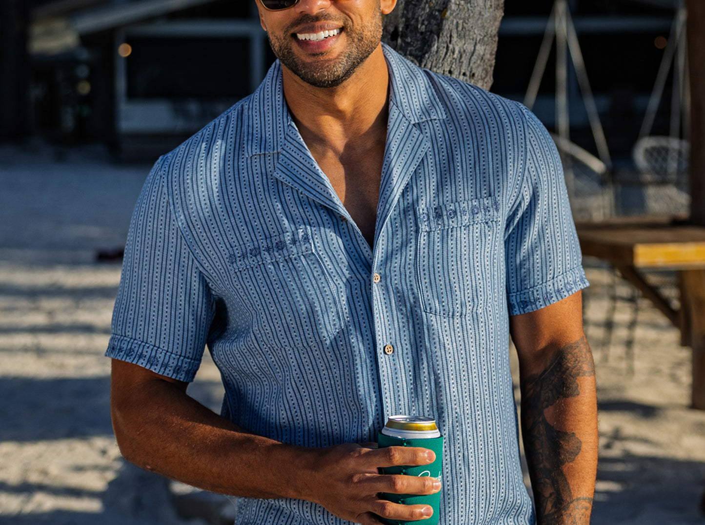 The Desi Shirt - Embroidered - Navy