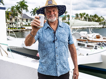 Terrycloth Button Down - Reef Jacquard - Blue