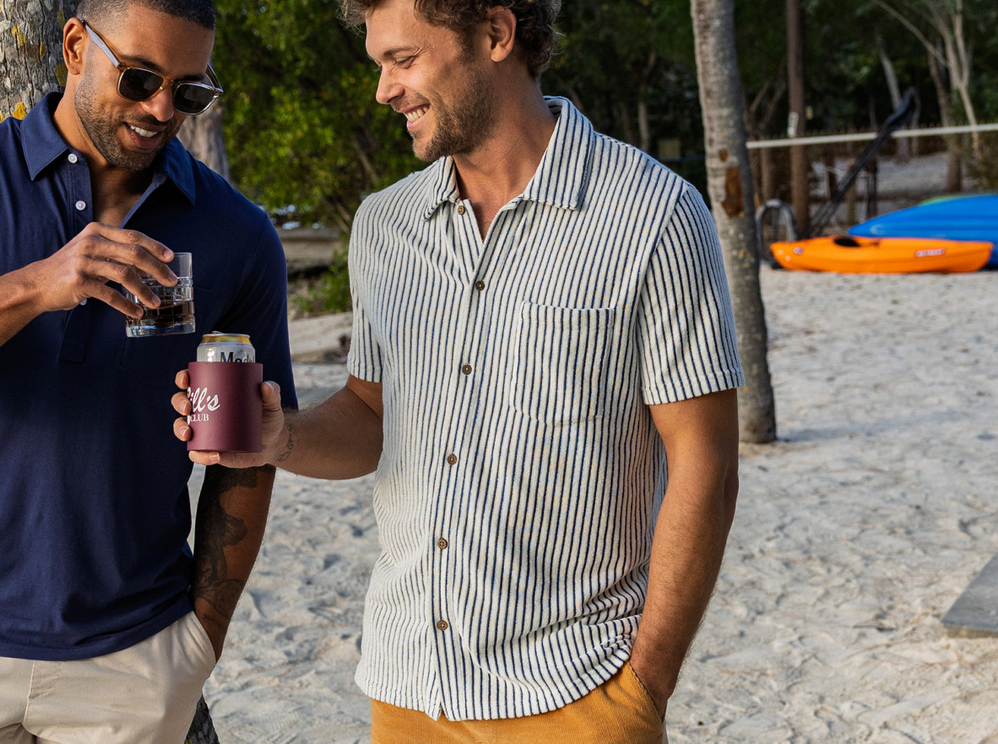 Terrycloth Button Down - Striped Jacquard - Natural