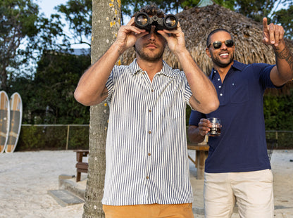 Terrycloth Button Down - Striped Jacquard - Natural