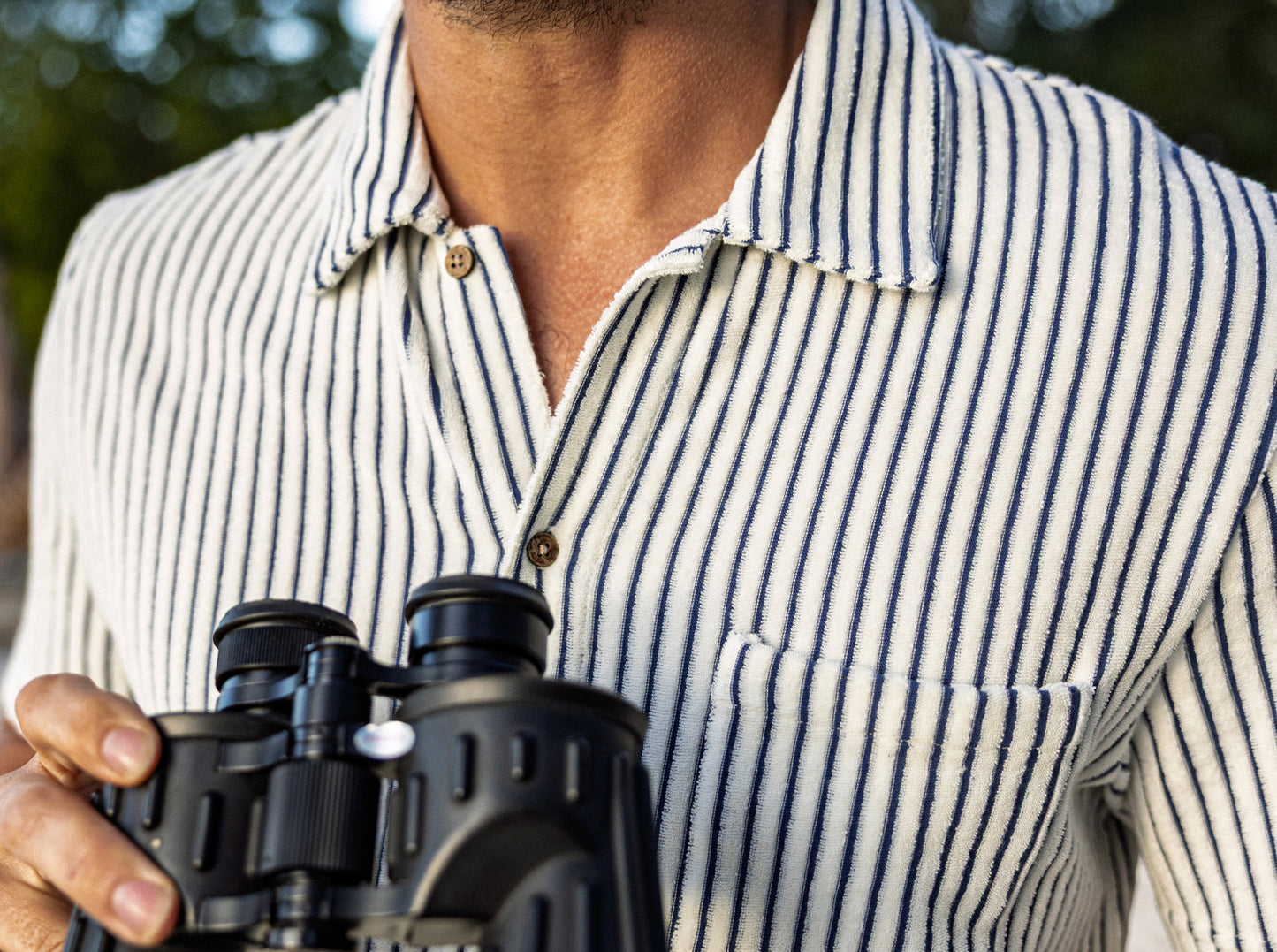 Terrycloth Button Down - Striped Jacquard - Natural