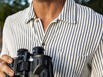 Terrycloth Button Down - Striped Jacquard - Natural