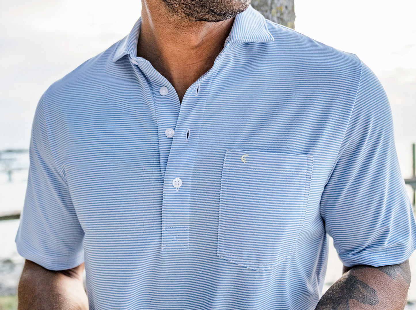 Spread Collar Polo - Hobby Stripe - Blue