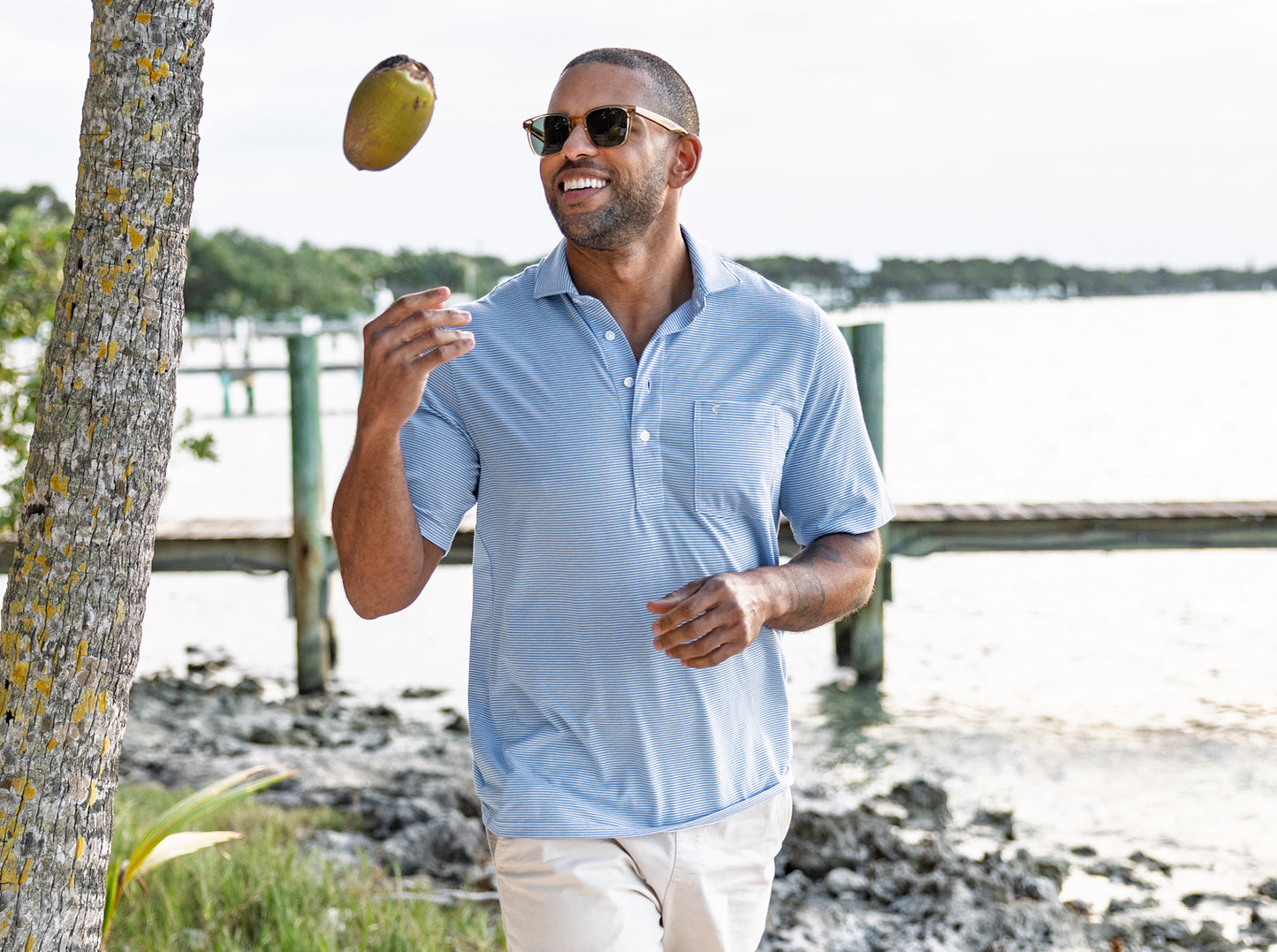 Spread Collar Polo - Hobby Stripe - Blue