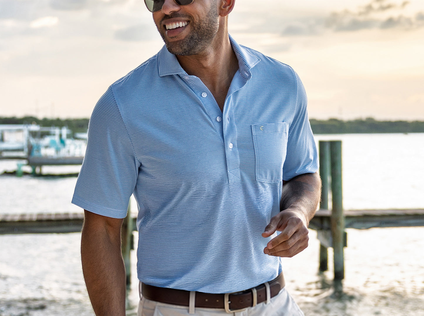 Spread Collar Polo - Hobby Stripe - Blue