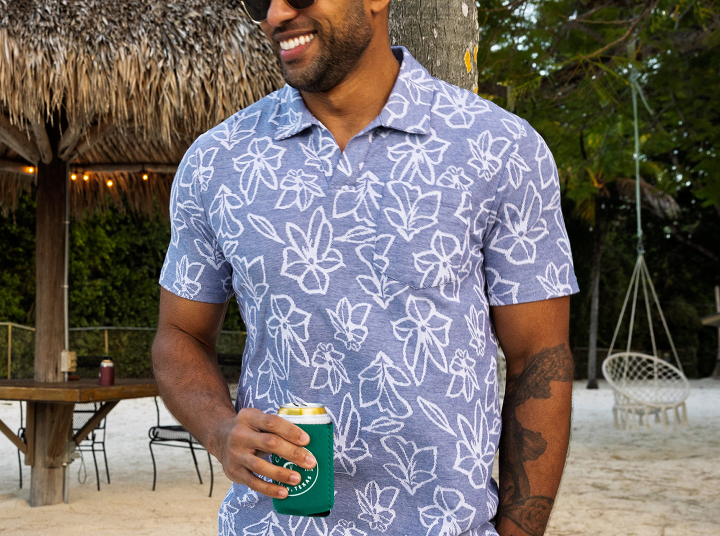 The Jacquard Monty Short Sleeve Polo - Navy
