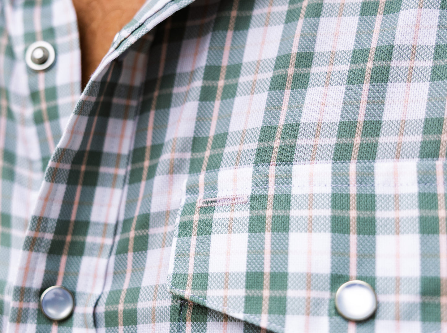 Short Sleeve Performance Pearl Snap - Olive Check