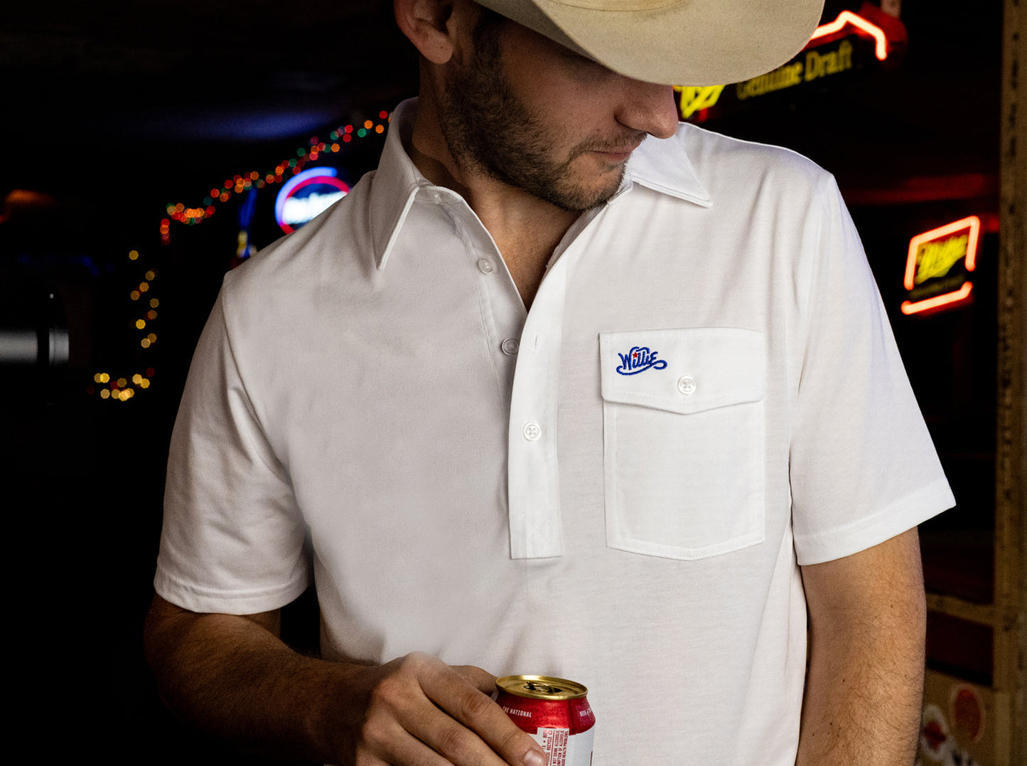 Willie Nelson Players Shirt - The Outlaw - Bright White