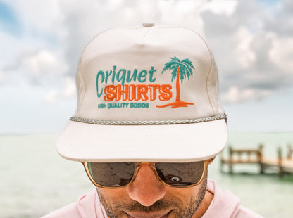 Throwback Hat - Criquet Palms - White Twill