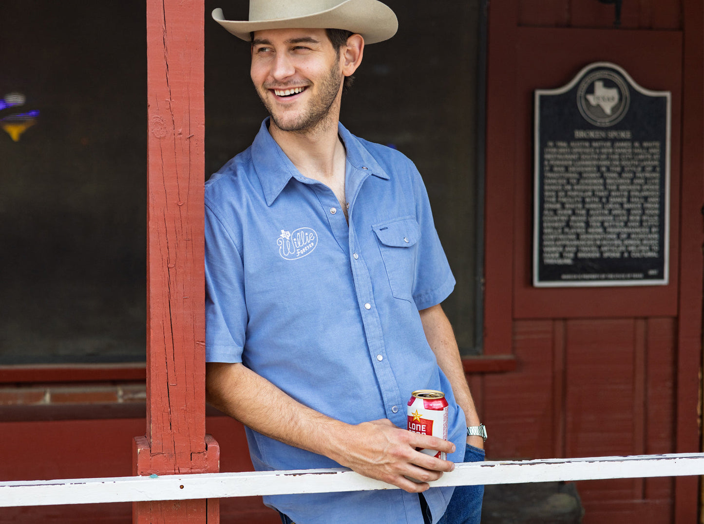 Willie Nelson Short Sleeve Corduroy - Willie Forever Lasso - Blue