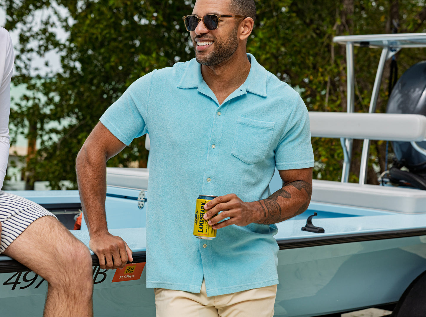 Terrycloth Button Down - Infinity Pool