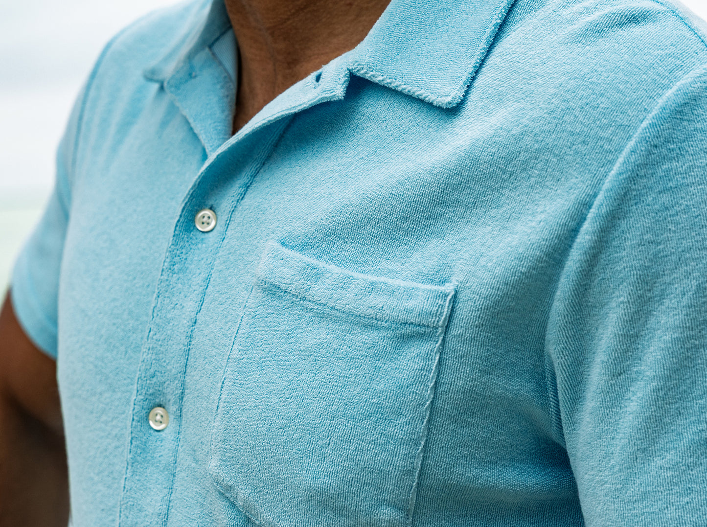 Terrycloth Button Down - Infinity Pool