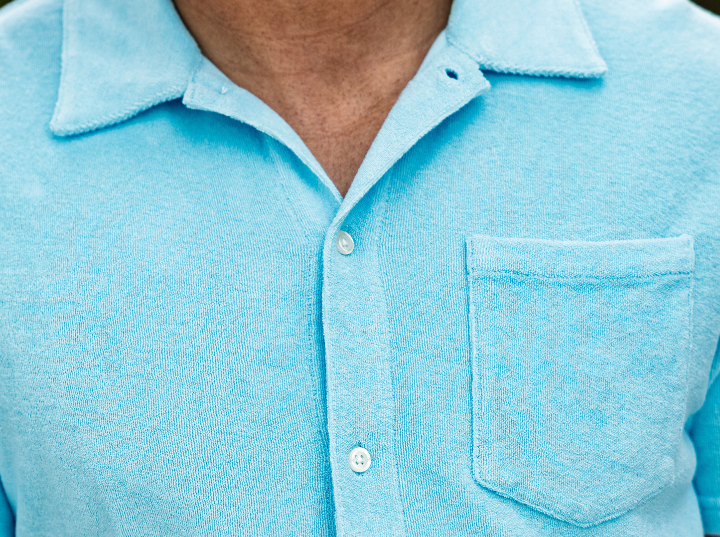 Terrycloth Button Down - Infinity Pool