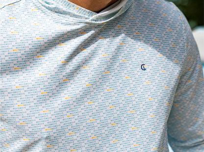 Hoodie Sun Shirt - Bonefish Print - Blue