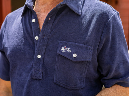 Willie Nelson Terrycloth Players Shirt - The Outlaw - Navy