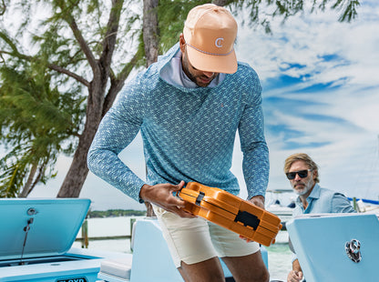 Hoodie Sun Shirt - Bonefish Print - Navy