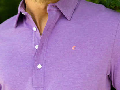 Slim Fit Top-Shelf Range Polo - Purple Microstripe
