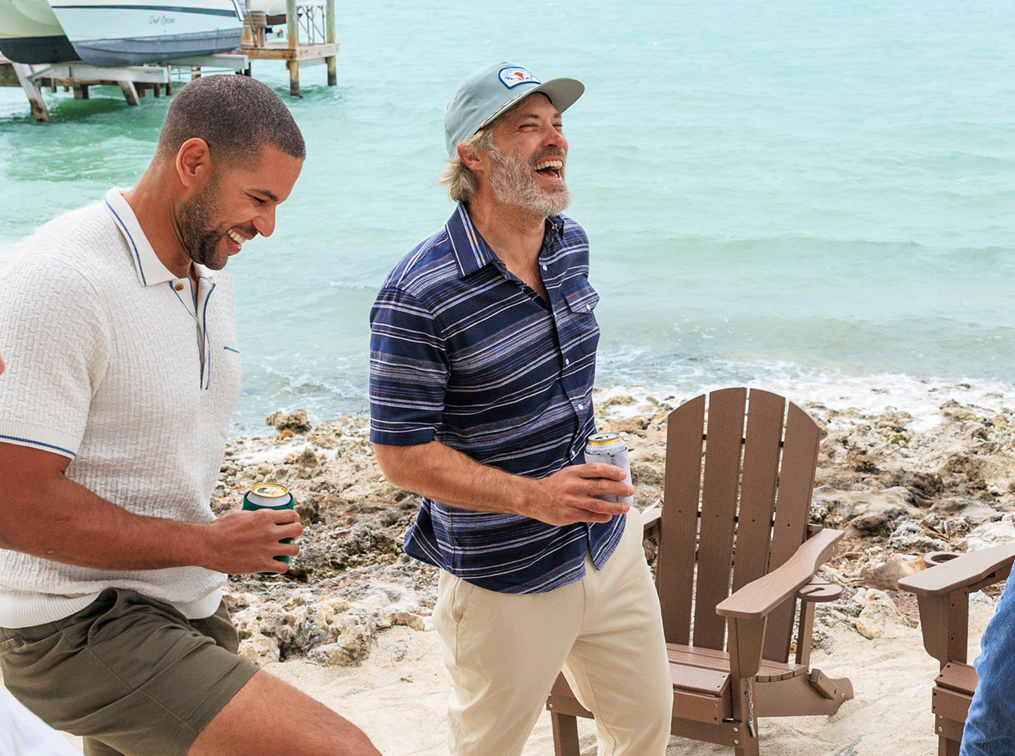 Hemp Stripe Pearl Snap - Navy