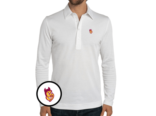 Arizona State - Jacquard Long Sleeve Range Polo - Sparky - White