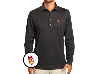 Arizona State - Jacquard Long Sleeve Range Polo - Sparky - Black