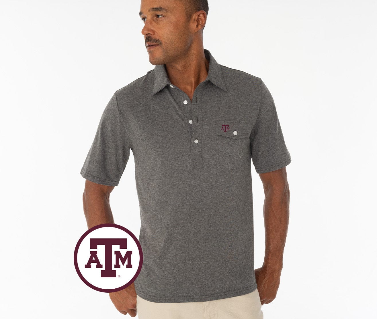 Texas A&M - Coach's Performance Players Shirt - A&M Mark - Heather Gray