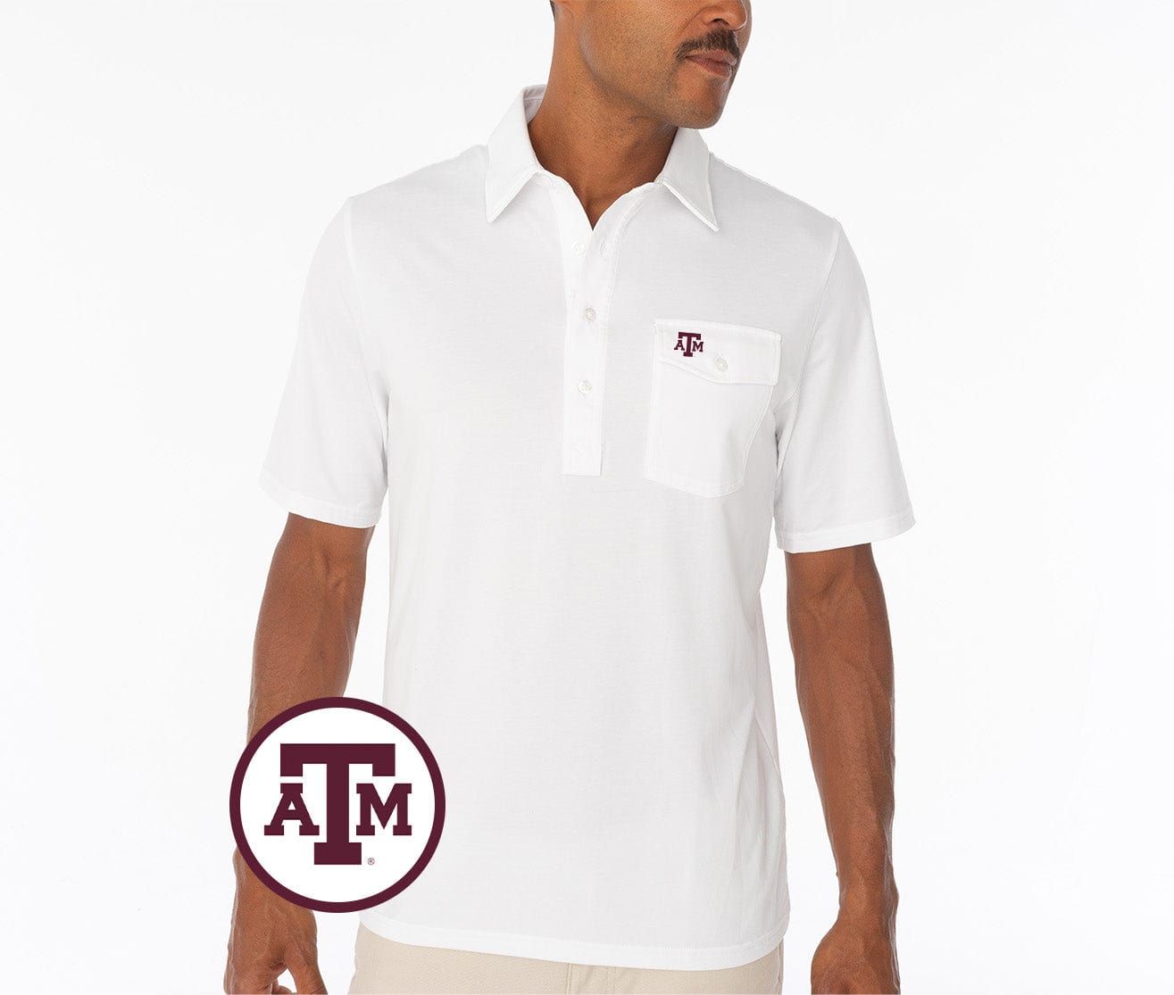 Texas A&M - Coach's Performance Players Shirt - A&M Mark - White