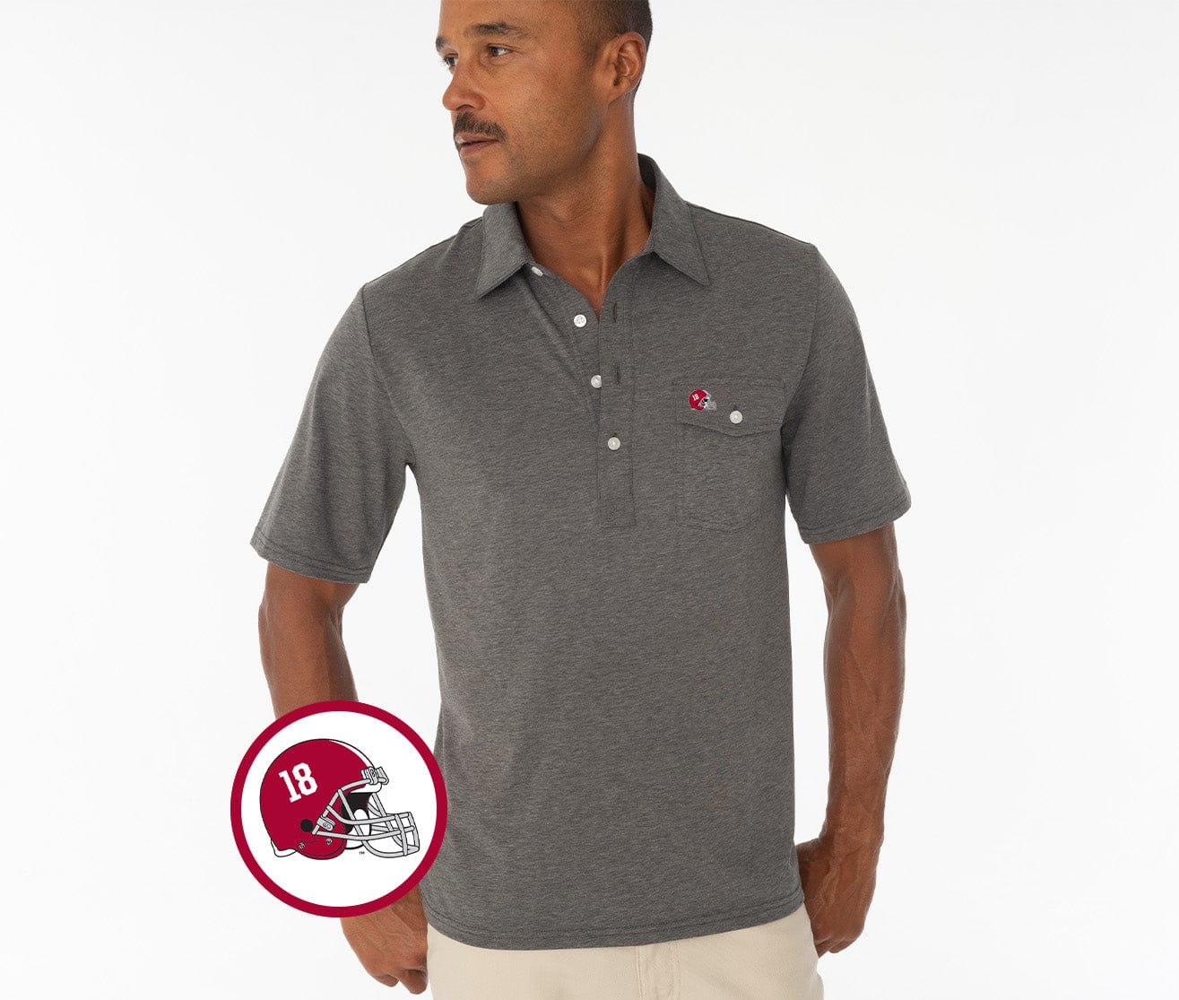 Alabama - Coach's Performance Players Shirt - Helmet - Heather Gray