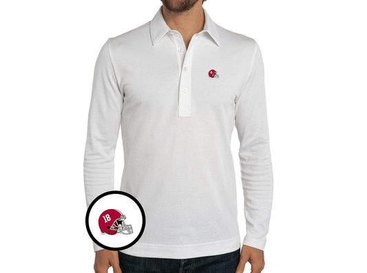 Alabama - Jacquard Long Sleeve Range Polo - Helmet - White