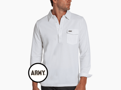 Army - Long Sleeve Players Shirt - Army Text - White