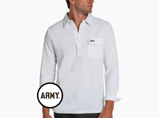 Army - Long Sleeve Players Shirt - Army Text - White