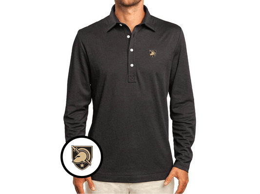 Army - Jacquard Long Sleeve Range Polo - Shield - Black