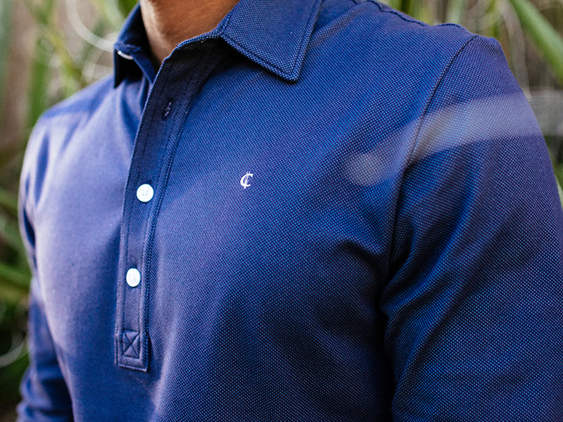 Long Sleeve Range Polo - Black Jacquard – Criquet Shirts